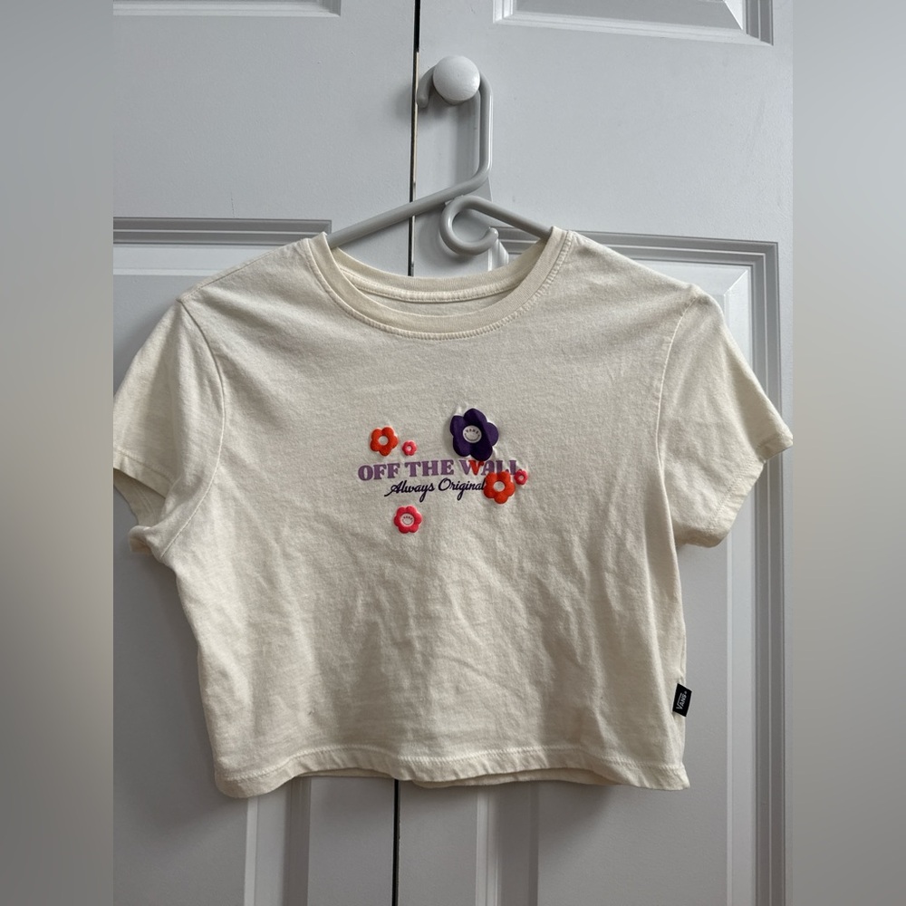Vans Cream Crop Top with Floral Design